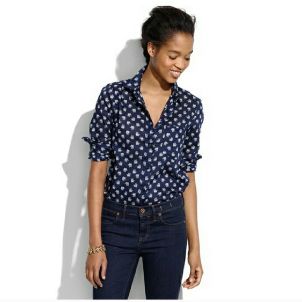 Madewell cotton elephant print button down 🐘